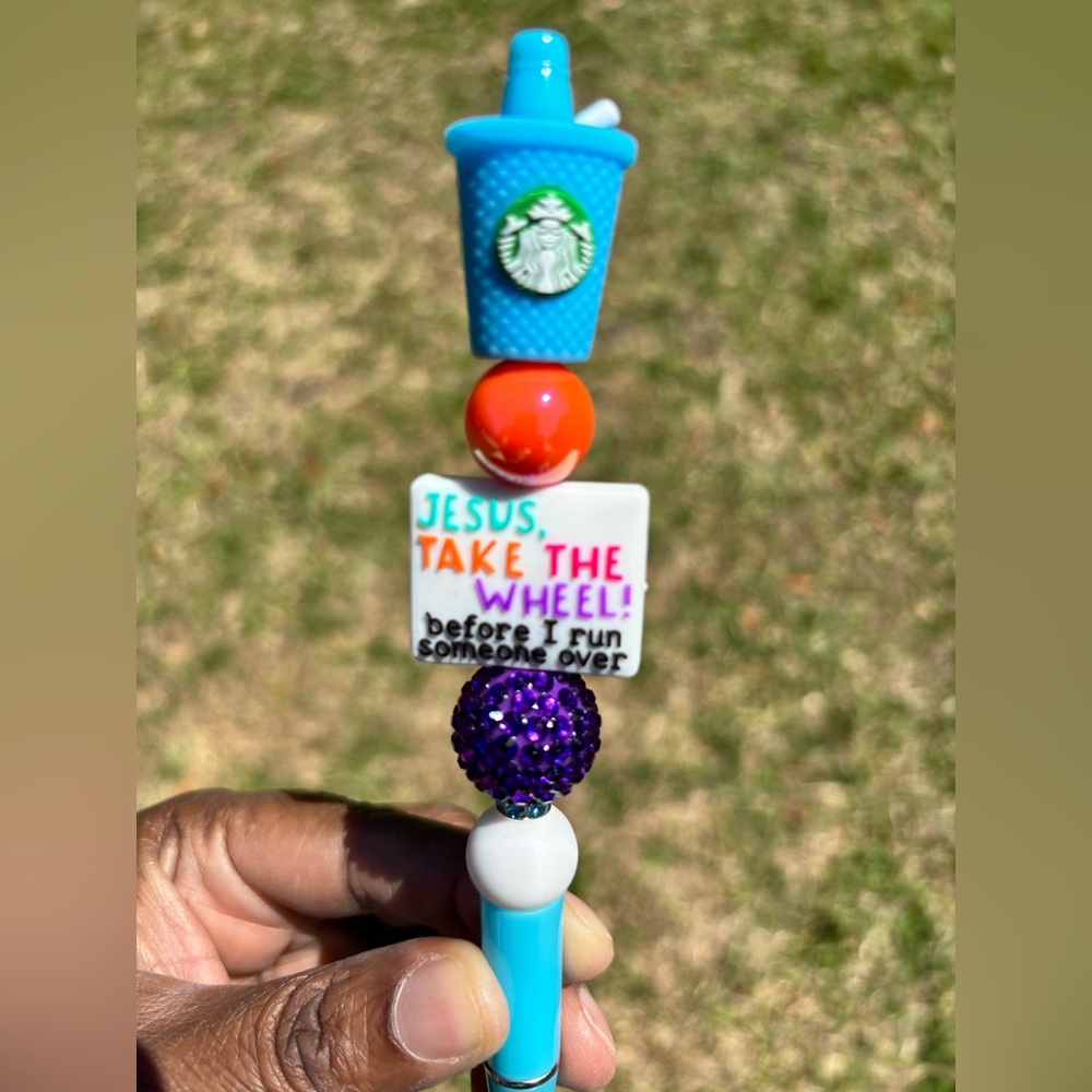 Custom Made Pen with Coffee Cup and Quote Jesus Take the Wheel - Picture 2 of 3